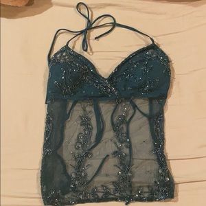 Teal beaded top